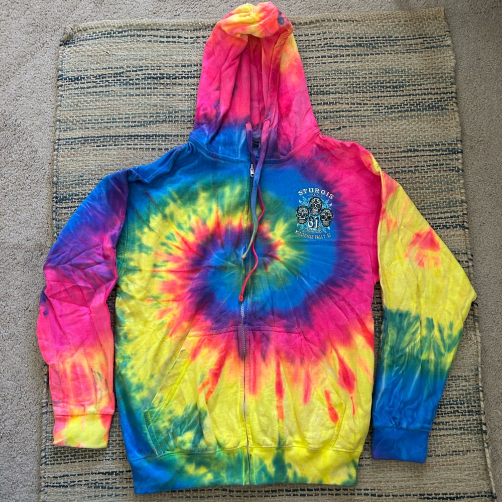 2021 Sturgis Motorcycle Rally Tie-Dye Zip-Up Hoodie